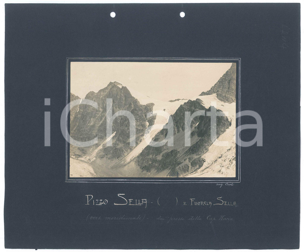 Fotografia d epoca originale 1900 ca ALPI RETICHE Pizzo Sella e Fuorcla Sella  Fotografia 16x11 cm 1
