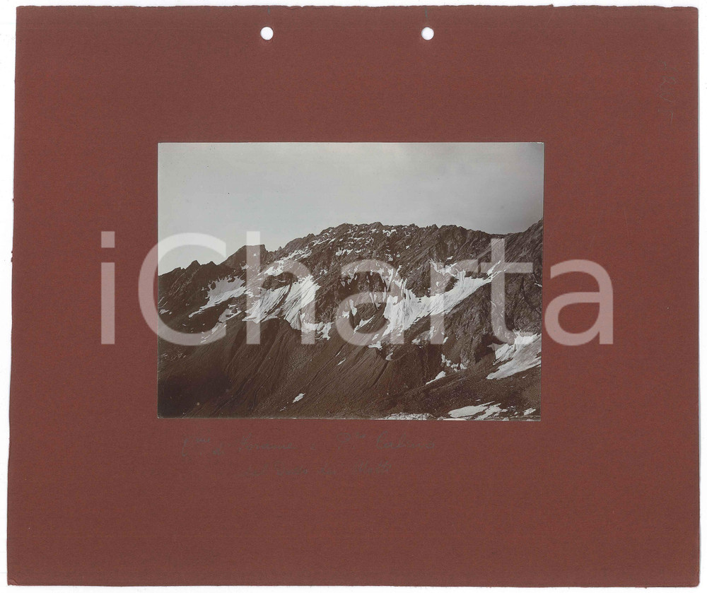 Fotografia d epoca originale 1900 ca ALPI Cima di Forma e Pizzo Scalino dal Dosso dei Motti  Foto 16x11 cm 1