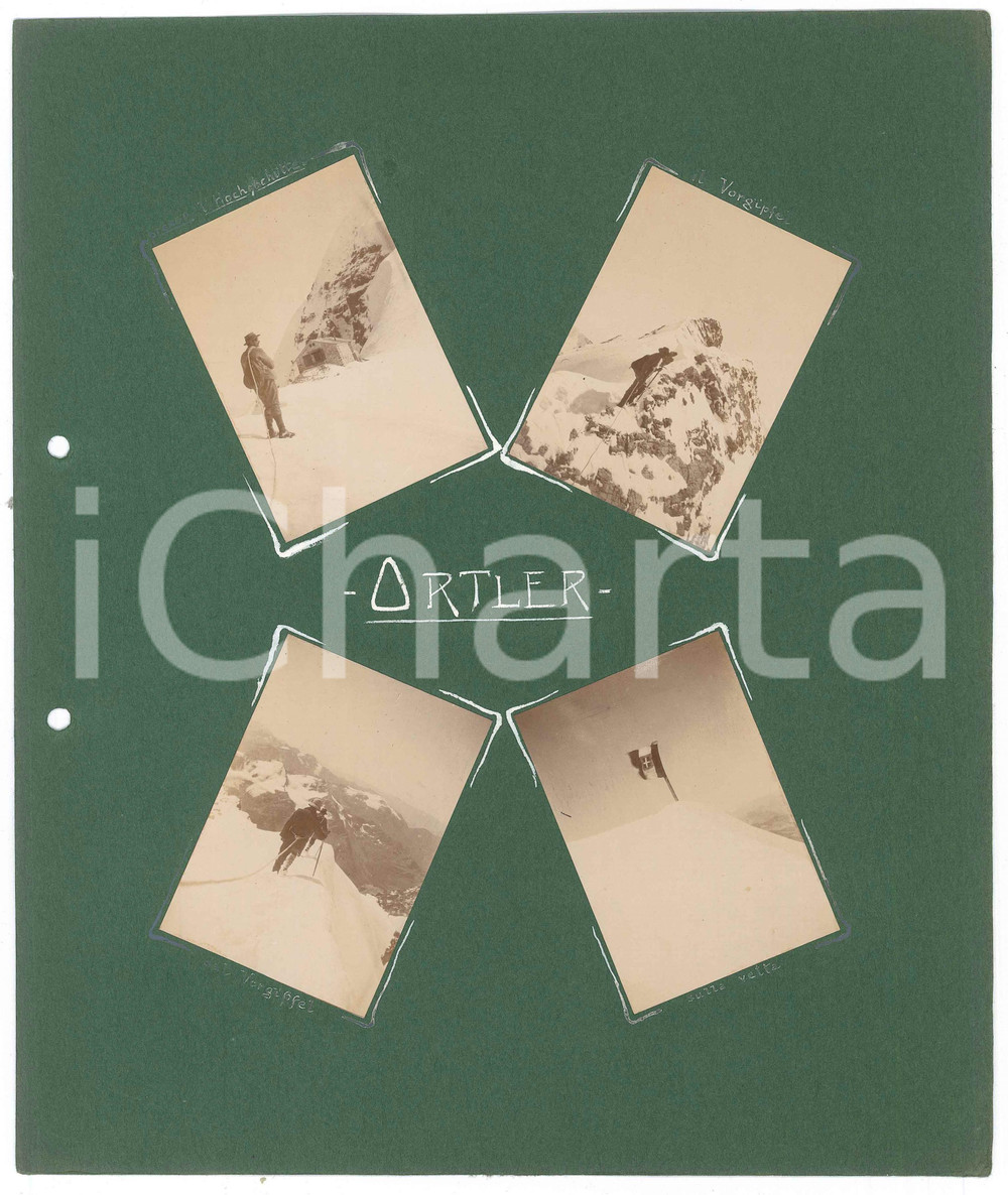 Fotografia d epoca originale 1900 ca ALPI RETICHE Bandiera Regno d Italia in cima a ORTLER  ORTLES  4 Foto 1