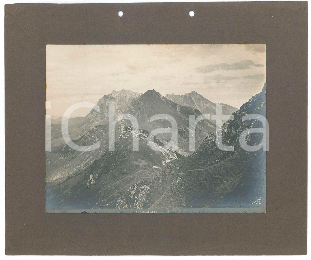 Fotografia d epoca originale 1900 ca SWITZERLAND Sentisgruppe von Sudwesten  Fotografia 21x16 cm 1