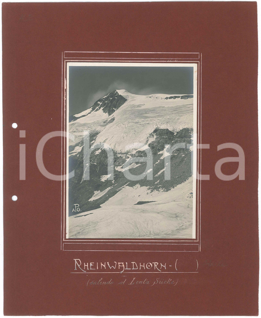 Fotografia d epoca originale 1900 ca ALPI LEPONTINE Rheinwaldhorn ADULA salendo al Lenta Sucke  Foto 12x17 1