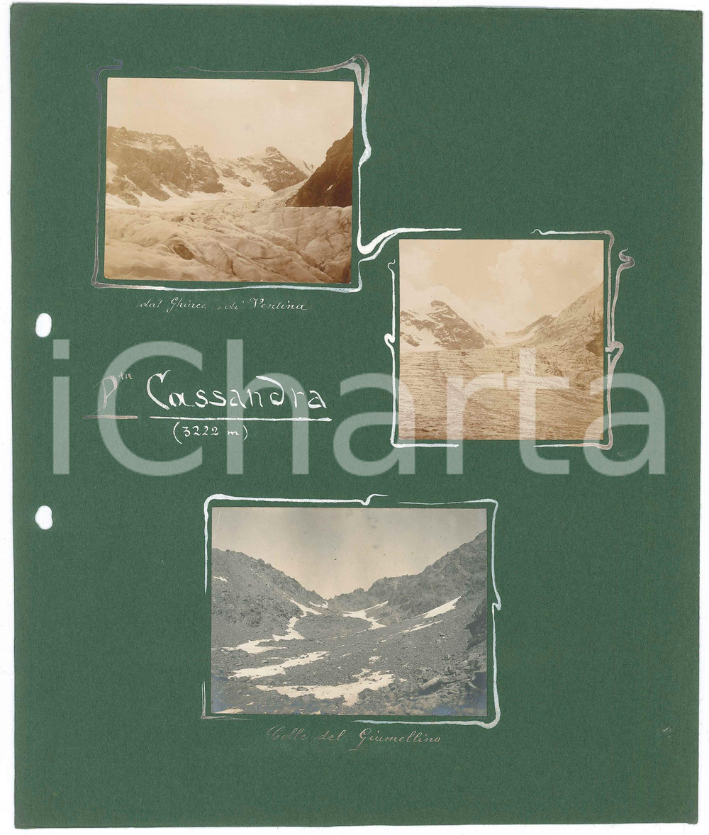 Fotografia d epoca originale 1920 ca ALPI Pizzo Cassandra  Colle del Giumellino  Ghiacciaio VENTINA 3 Foto 1