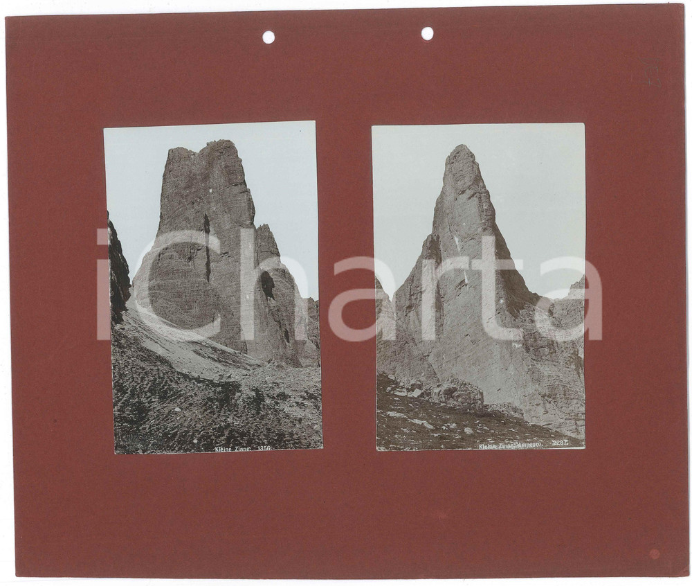 Fotografia d epoca originale 1900 ca DOLOMITI Tre cime di Lavaredo  2 Fotografie 9x14 cm 1