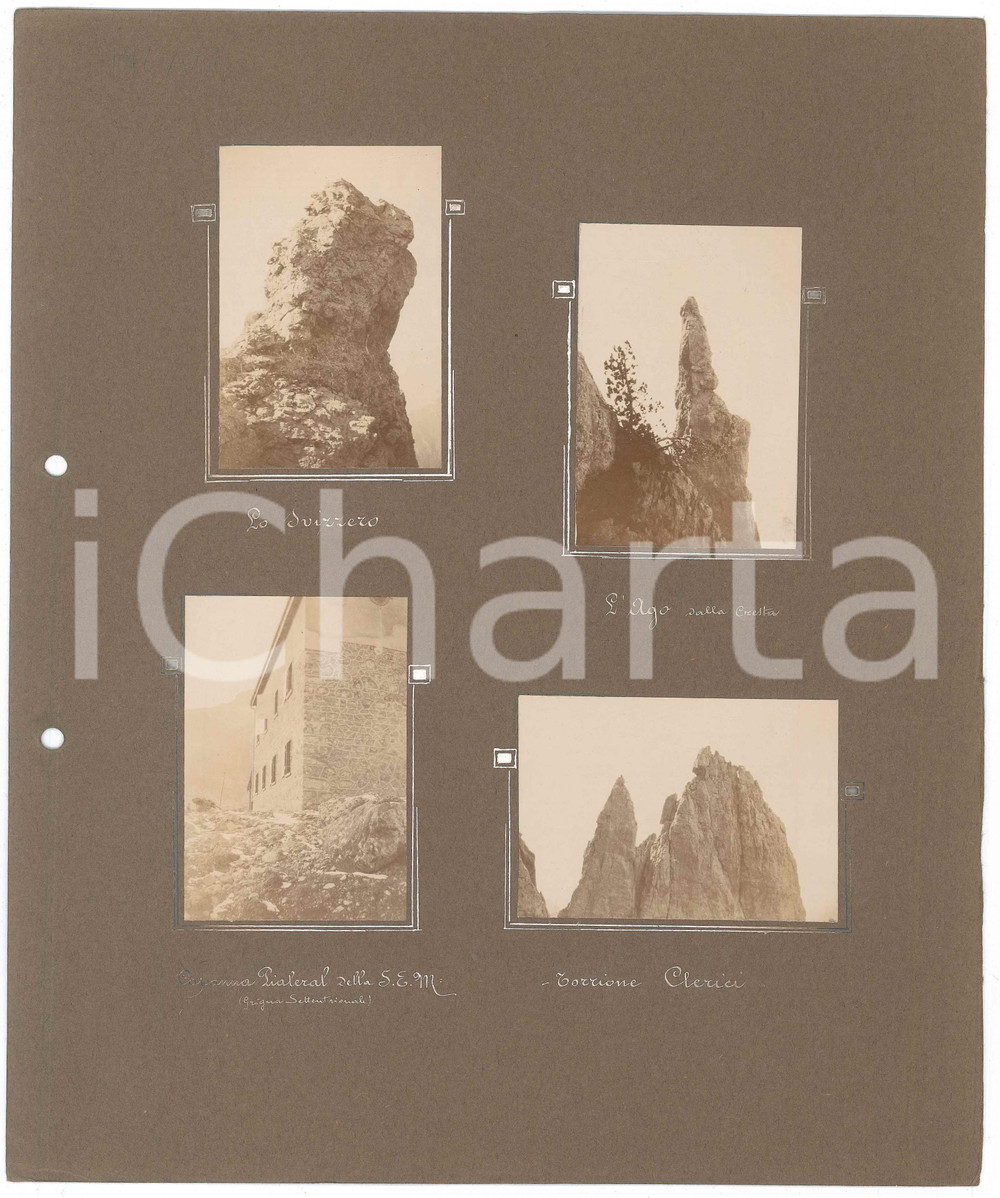 Fotografia d epoca originale 1900 ca GRIGNA Capanna PIALERAL Torrione Clerici  Ago e Svizzero  4 fotografie 1