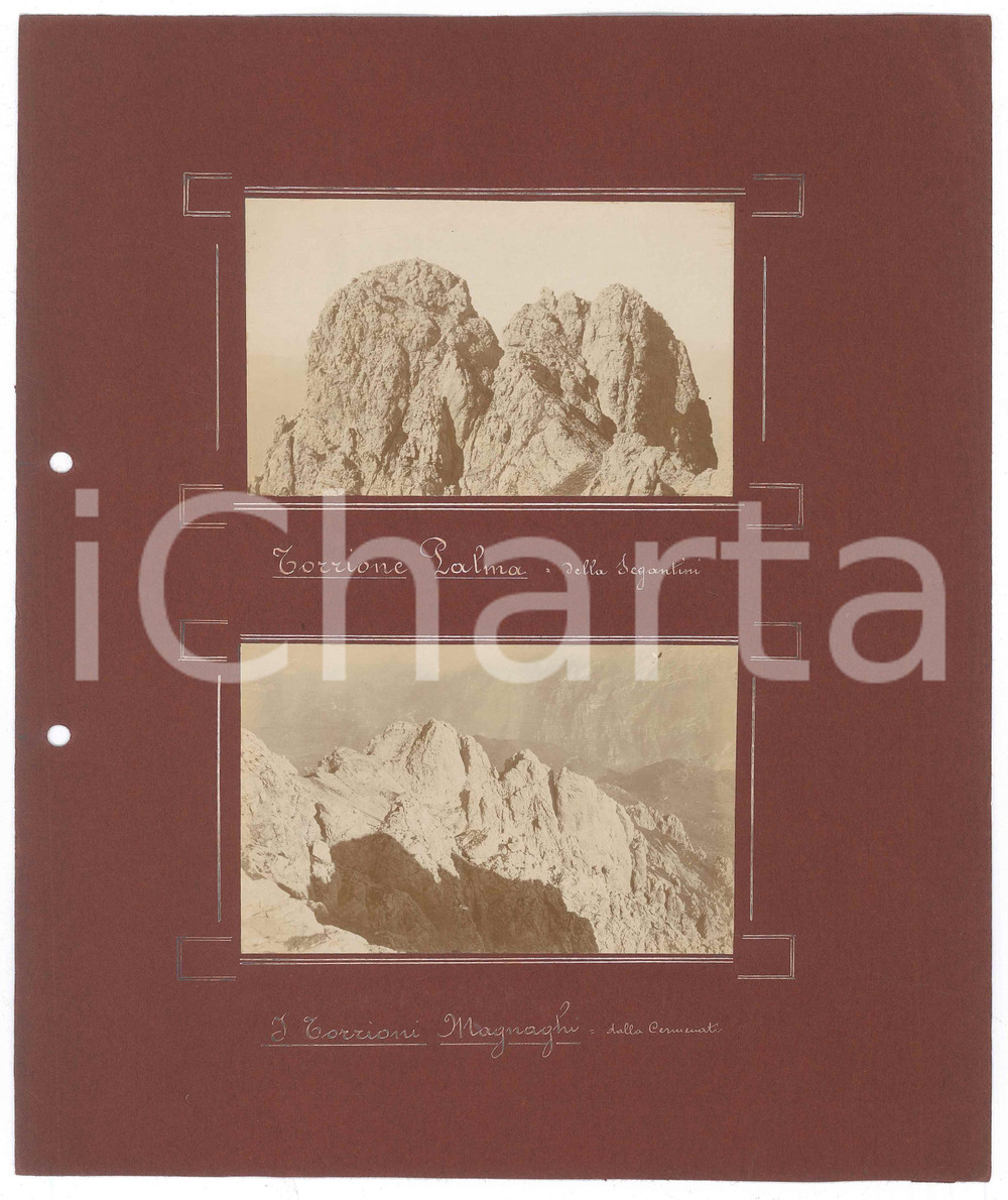 Fotografia d epoca originale 1900 ca GRIGNA Torrione Palma e i Torrioni Magnaghi  2 fotografie 12x8 cm 1