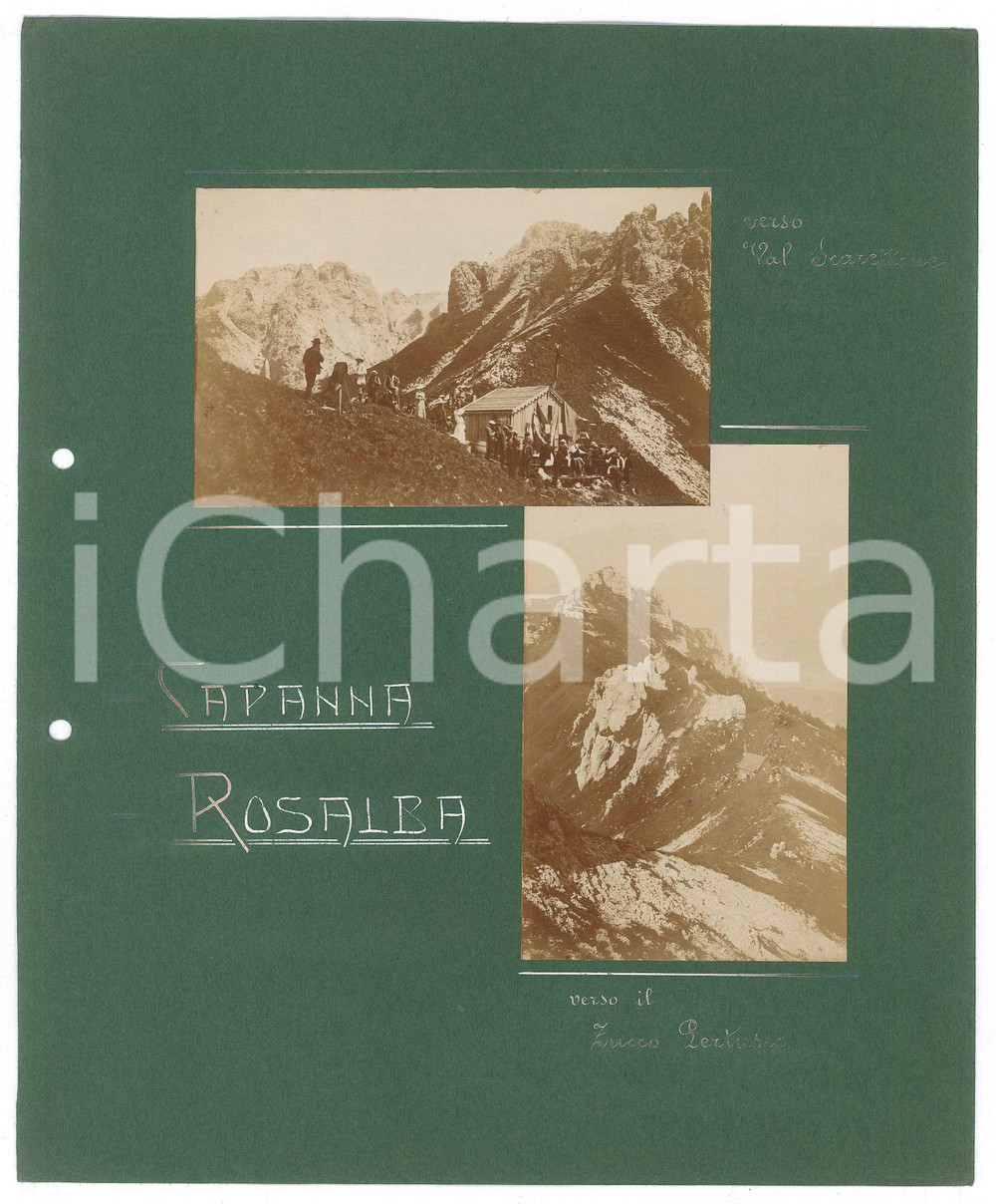 Fotografia d epoca originale 1900 ca GRIGNETTA Capanna Rosalba verso VAL SCARETTONE e Zucco Pertusio  2 foto 1
