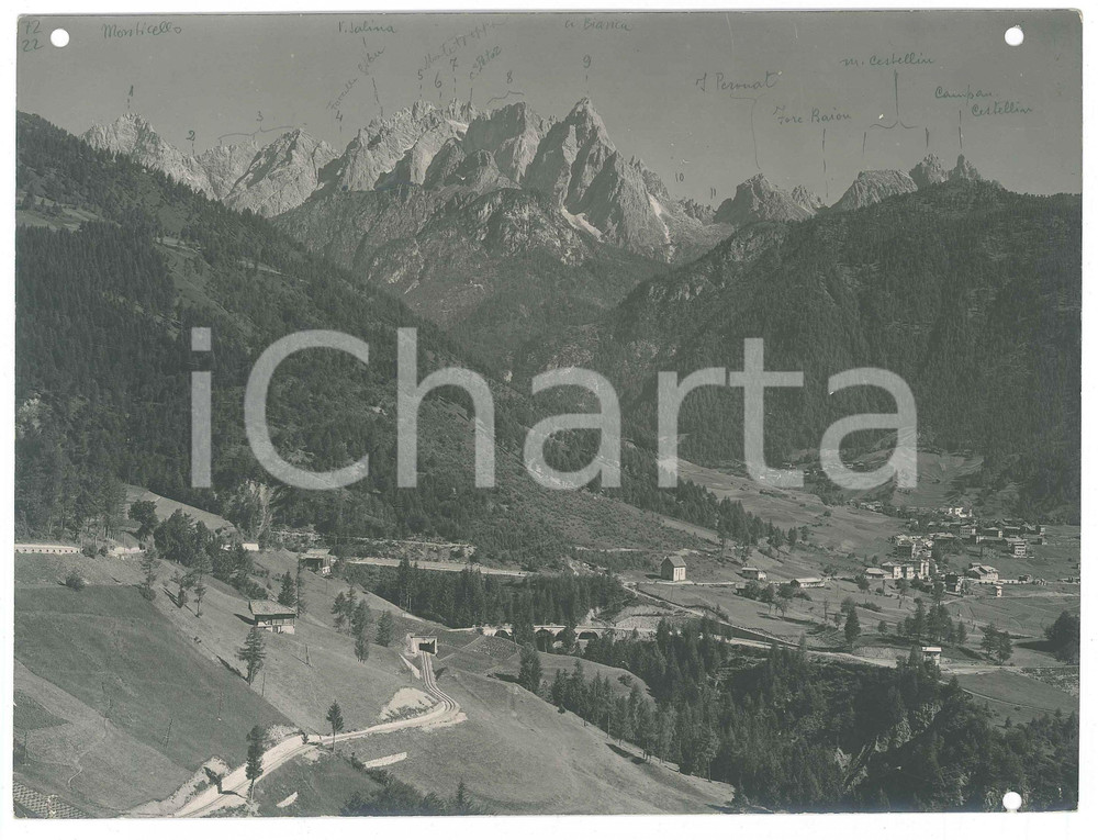 Fotografia d epoca originale 1925 ca CALALZO DI CADORE Marmarole  Cima Monticello MONTE FROPPA Foto 24x18 cm 1