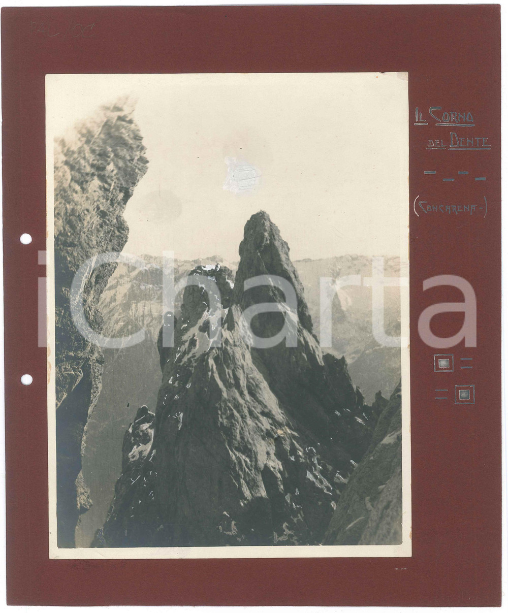 Fotografia d epoca originale 1910 ca PREALPI BERGAMASCHE Concarena  Corno del dente  Fotografia 18x24 cm 1