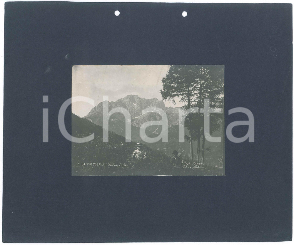 Fotografia d epoca originale 1910 VAL DI SCALVE Bambini con Presolana  Foto G. NEGRI  BRESCIA 1