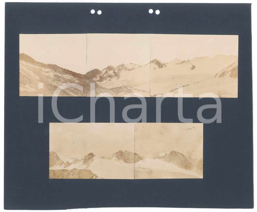 Fotografia d epoca originale 1900 ca PREALPI BRESCIANE Cima Tombea e Monte Caplone  2 Fotografie panoramiche 1