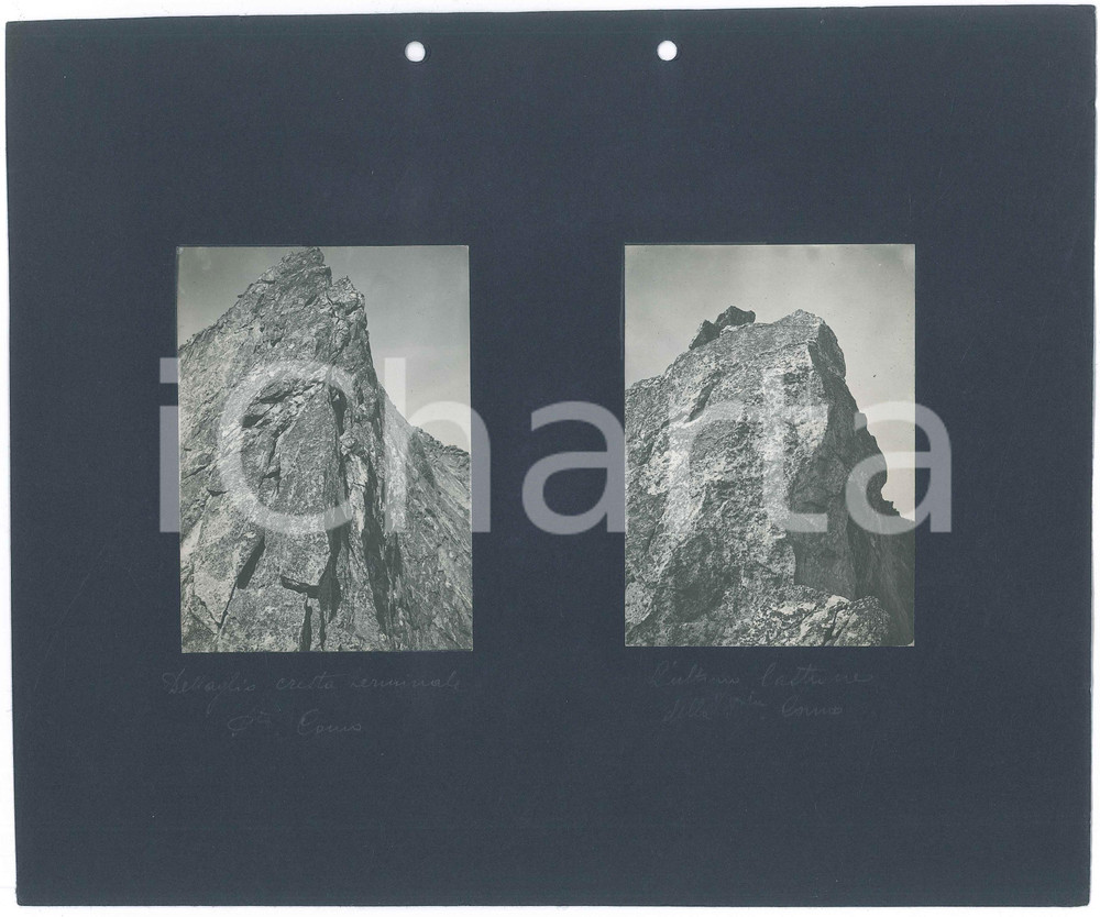 Fotografia d epoca originale 1910 ca DOLOMITI Corno Bianco  Cresta terminale Punta Corno  2 Foto 8x11 cm 1