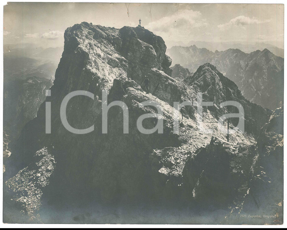 Fotografia d epoca originale 1930 ca GARMISCH PARTENKIRCHEN Zugspitze  Alpinista su Ostgipfel  Foto 26x20 1