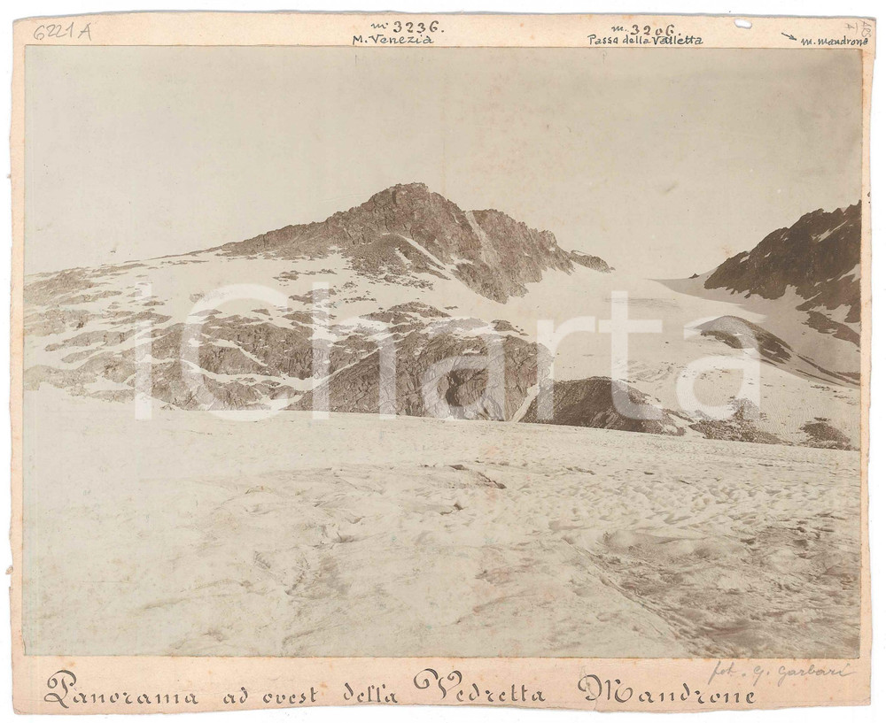 Fotografia d epoca originale 1920 ca VAL CAMONICA Vedretta del Mandrone  Passo della Valletta  Foto 23x19 1
