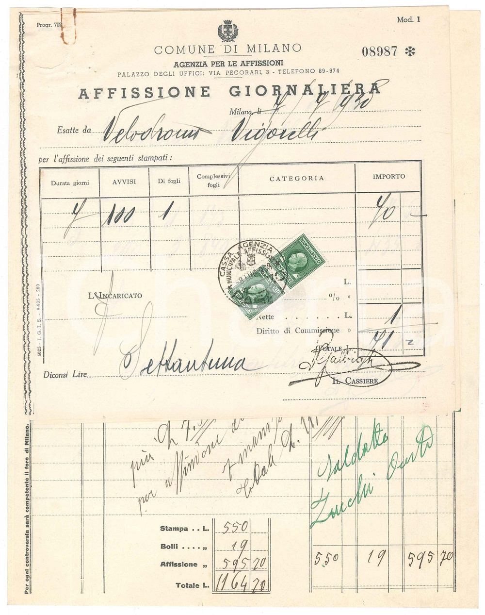 Documento originale, autentico 1938 CICLISMO MILANO Velodromo VIGORELLI Affissione gara  Tip. MANIFESTO 3 1