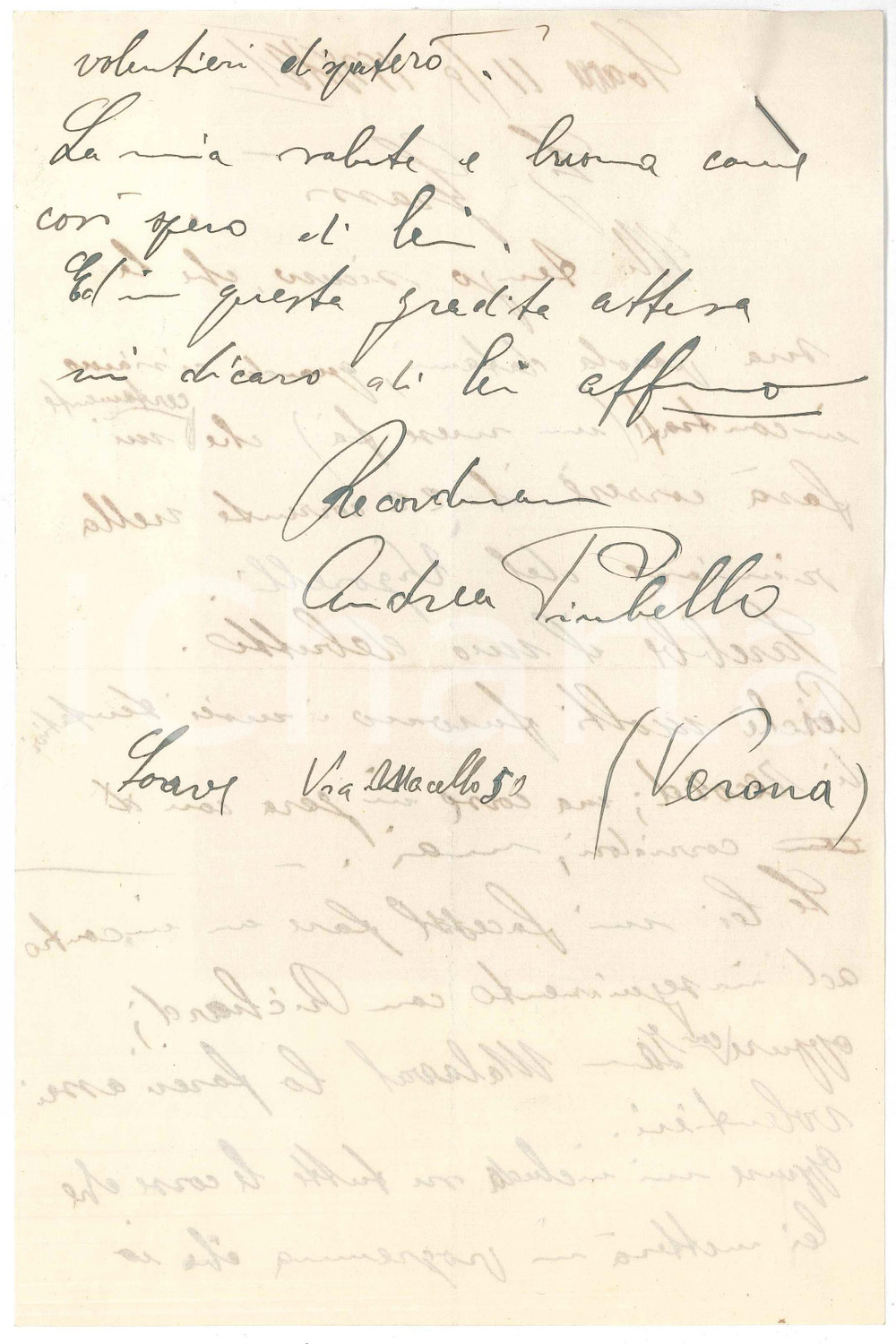 Autografo originale 1938 CICLISMO SOAVE VR Andrea PIUBELLO chiede debutto al Vigorelli  AUTOGRAFO 1