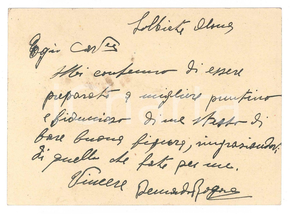 Autografo originale 1942 CICLISMO SOLBIATE OLONA Bernardo ROGORA pronto per gara AUTOGRAFO 1