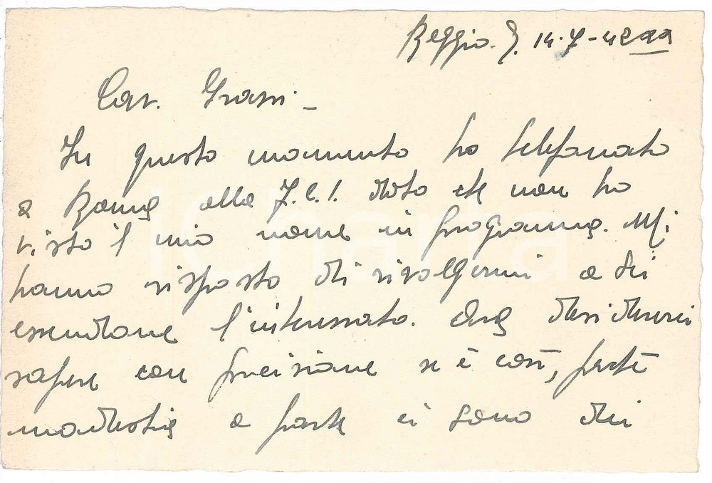 Autografo originale 1942 CICLISMO REGGIO EMILIA Cartolina Osvaldo BAILO per gara  AUTOGRAFO 1