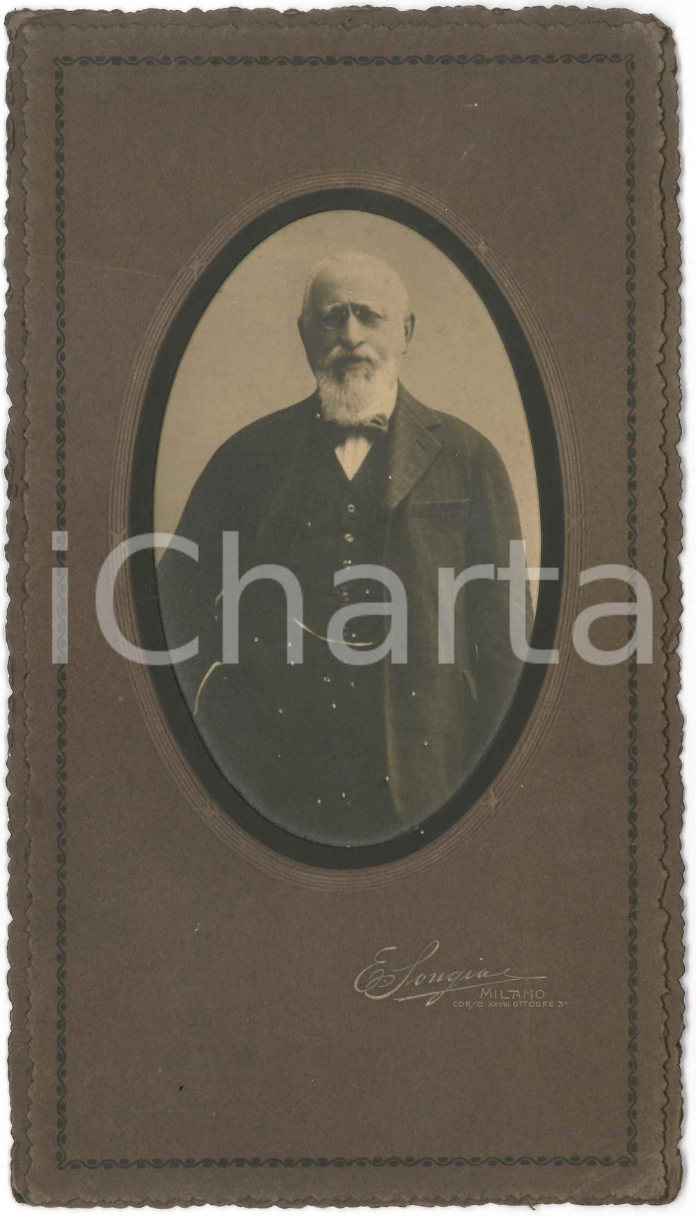 Fotografia d epoca originale 1920 ca MILANO Ritratto di uomo anziano  Fotografia E. SONGIA 14x24 cm 1