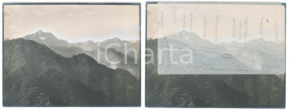 Fotografia d epoca originale 1930 ca ALPI  VAL RESIA  Catena dal CORNO BIANCO al Colle d OLEN Foto 24x18 cm 1