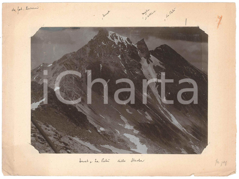 Fotografia d epoca originale 1920 ca ALPI  Pizzo EMET  Pizzo LA PALU   Veduta dallo STERLA  Foto 21x16 cm 1
