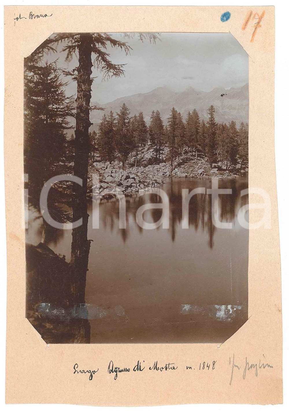 Fotografia d epoca originale 1920 ca ALPE MOTTA  Veduta del Lago Azzurro  Fotografia 11x16 cm 1