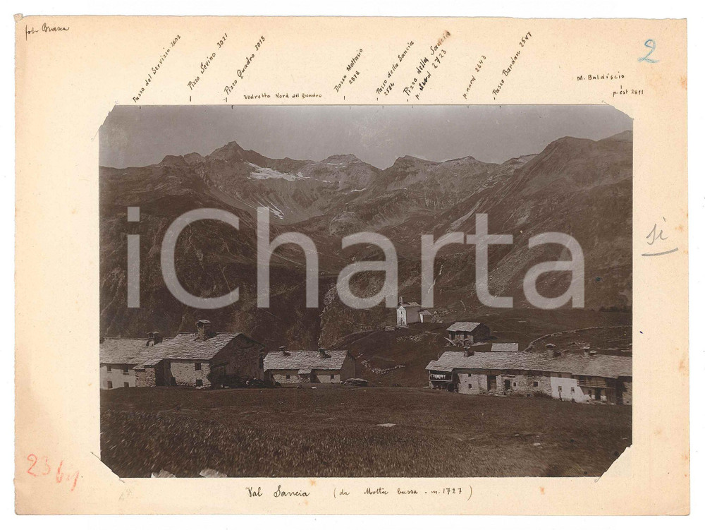 Fotografia d epoca originale 1920 ca ALPI  VAL SANCIA  Veduta da MOTTA BASSA  Foto 21x15 cm 1
