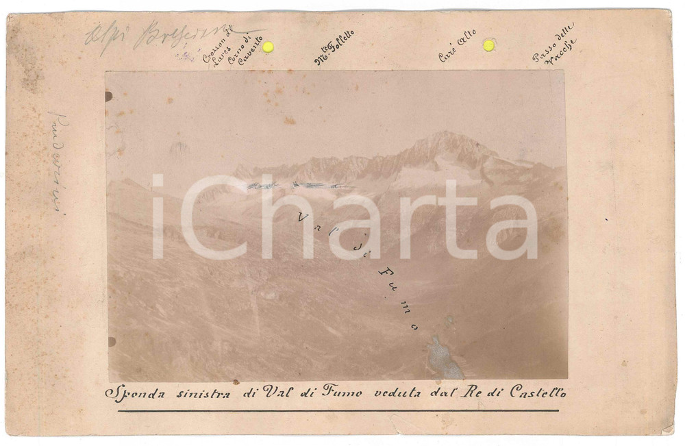 Fotografia d epoca originale 1920 ca ALPI  VAL DI FUMO  Veduta dal Re di Castello  Foto 25x16 cm 1