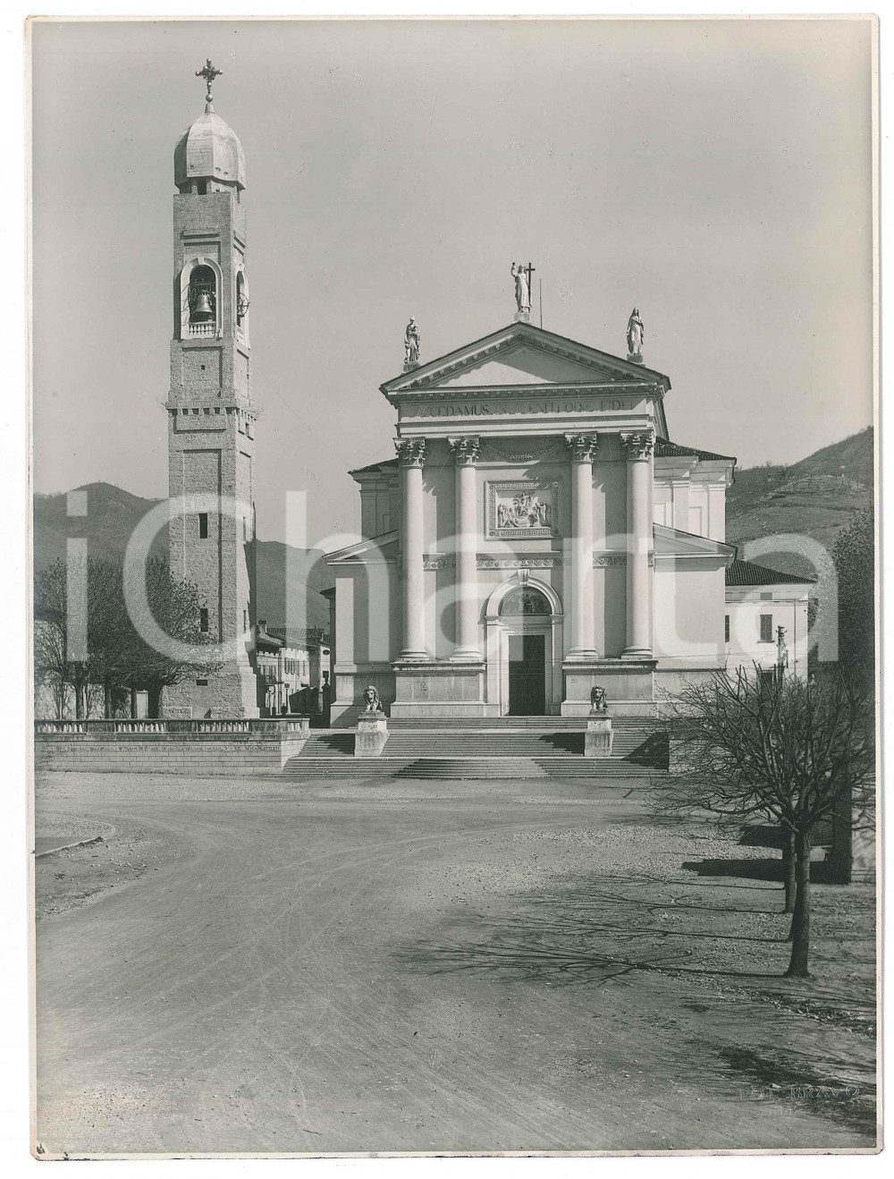 Fotografia d epoca originale 1950 ca GUSSAGO BS Chiesa di Santa Maria Assunta  Foto BRAVO 17x23 cm 1