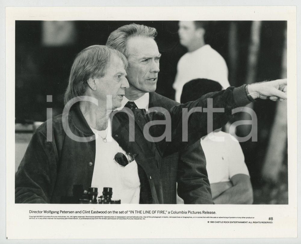 Materiale cinematografico d’epoca 1993 IN THE LINE OF FIRE Clint EASTWOOD Wolfgang PETERSEN Backstage Foto 25x20 1