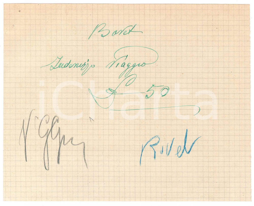 Autografo originale 1940 CICLISMO MILANO Ricevuta Alfredo BOVET per indennizzo viaggio  AUTOGRAFO 1
