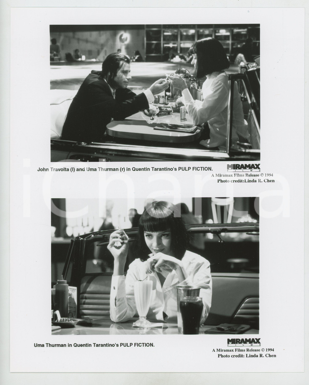 Materiale cinematografico d’epoca 1994 PULP FICTION John TRAVOLTA Uma THURMAN Foto 20x25 cm 1