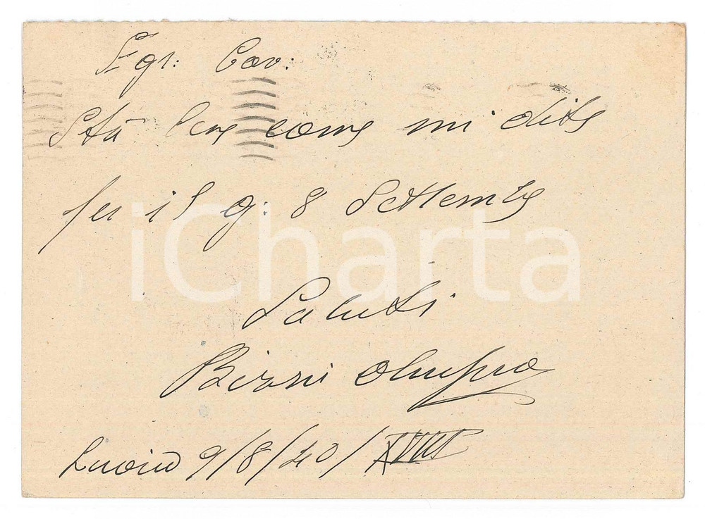 Autografo originale 1940 CICLISMO LIVORNO Olimpio BIZZI conferma una gara al Vigorelli  AUTOGRAFO 1