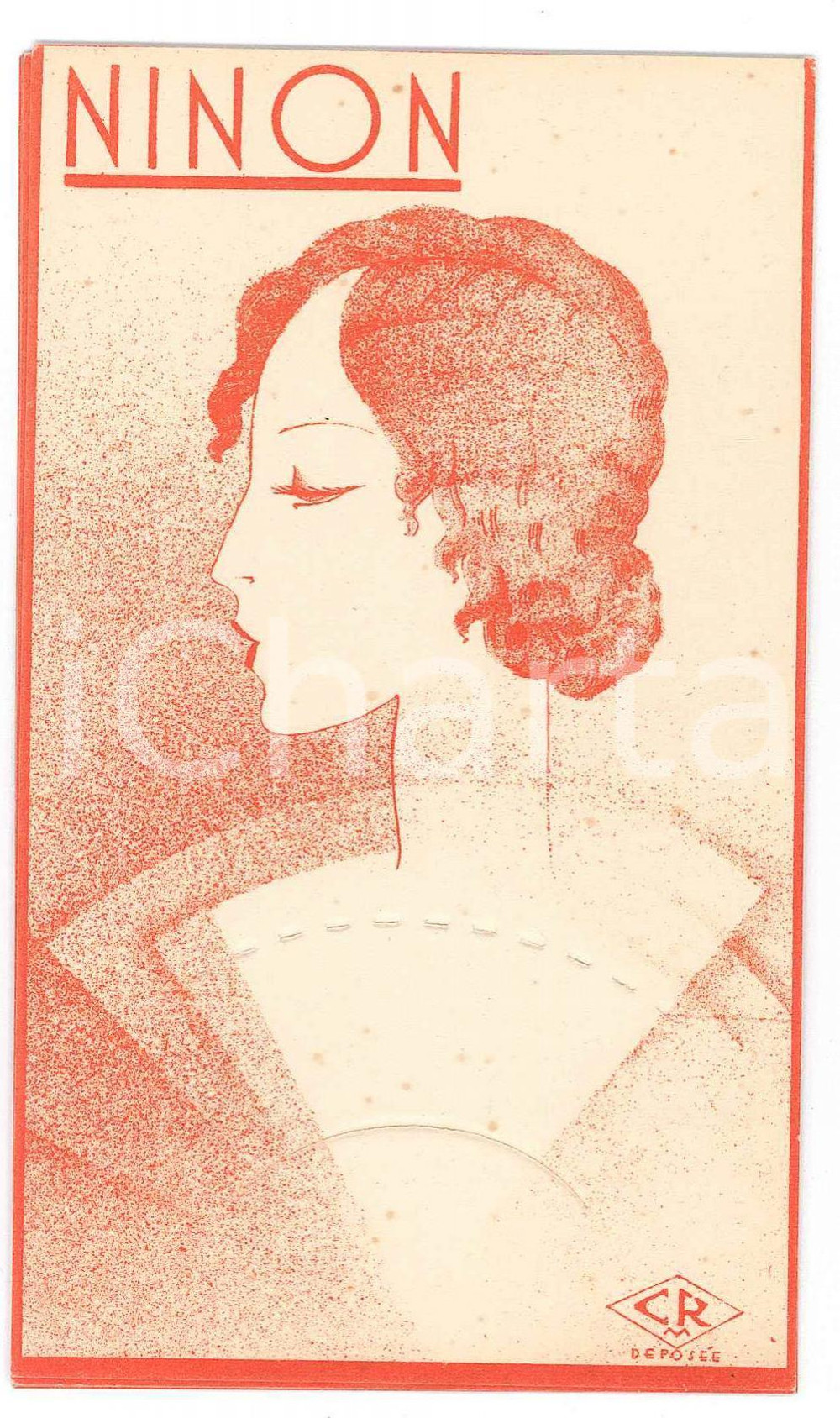 1920 ca FRANCE Parfumerie NINON Cartoncino pubblicitario ILLUSTRATO 8x13 cm