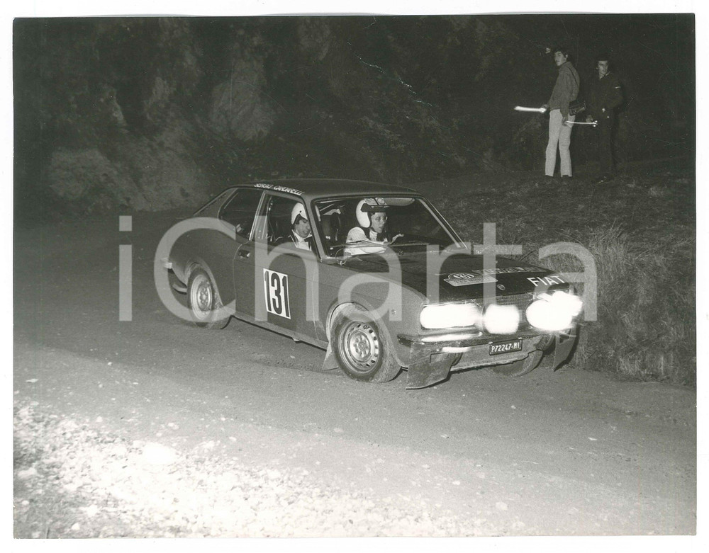 Fotografia d epoca originale 1972 RALLY 333 MINUTI Fiat 128 CoupÃ© Simonetta DEL MAZZA Sergio CARDARELLI 4 1