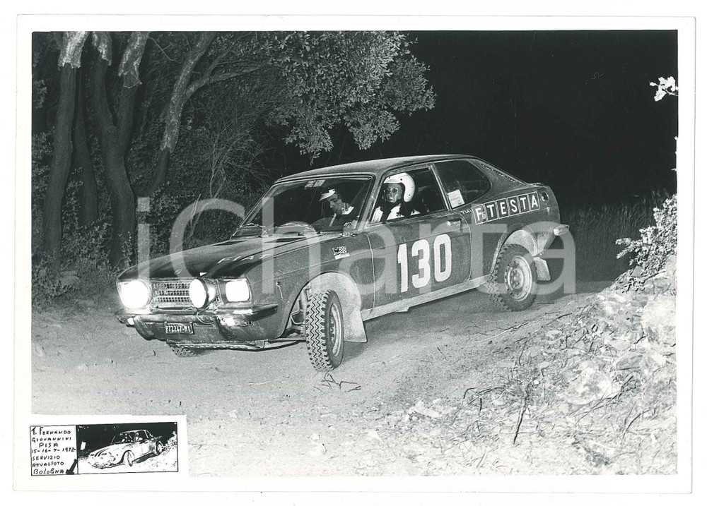 Fotografia d epoca originale 1972 PISA  RALLY Fiat 128 CoupÃ© n.130  Simonetta DEL MAZZA Foto 17x12 cm 10 1