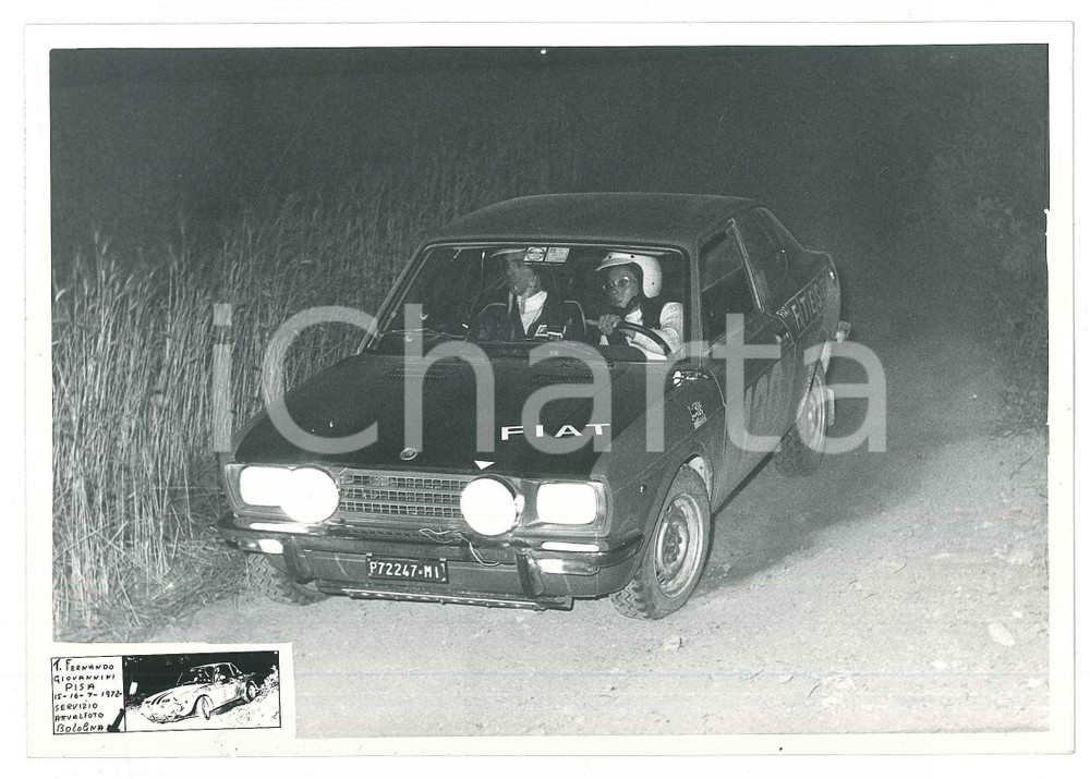Fotografia d epoca originale 1972 PISA  RALLY Fiat 128 CoupÃ© n.130  Simonetta DEL MAZZA Foto 17x12 cm 12 1