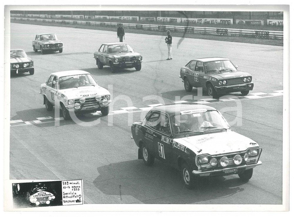 Fotografia d epoca originale 1973 RALLY  999 MINUTI Opel Ascona FORD ESCORT Alfa GT Alfa Romeo 1750 Foto 1