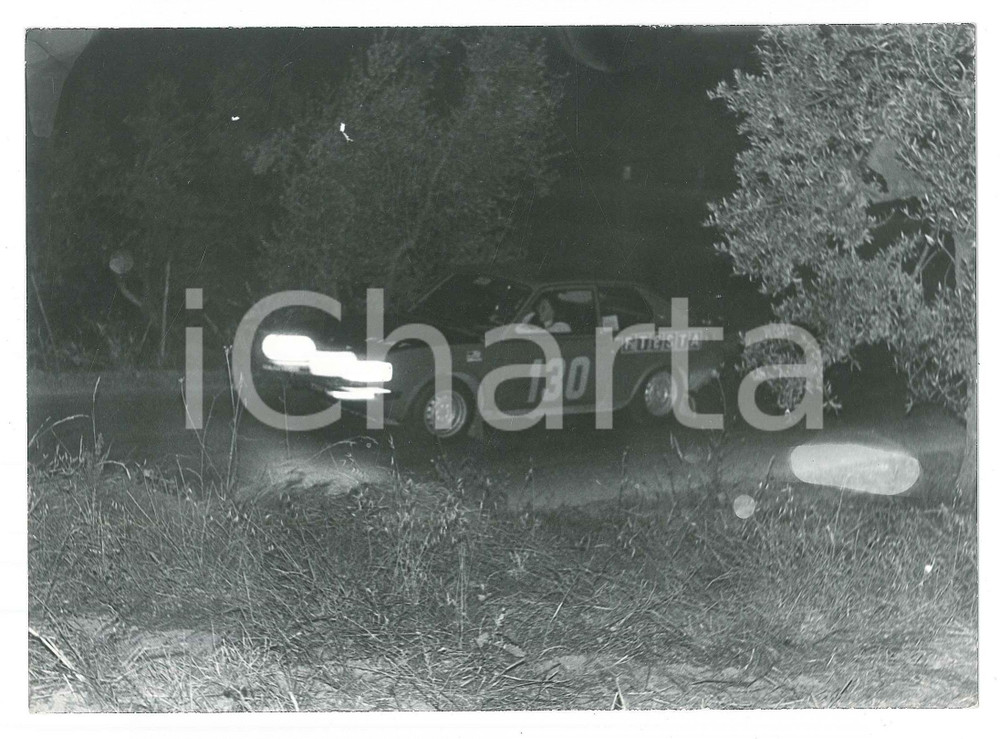 Fotografia d epoca originale 1972 PISA  RALLY Fiat 128 Coupé n.130  Simonetta DEL MAZZA Foto 17x13 cm 1