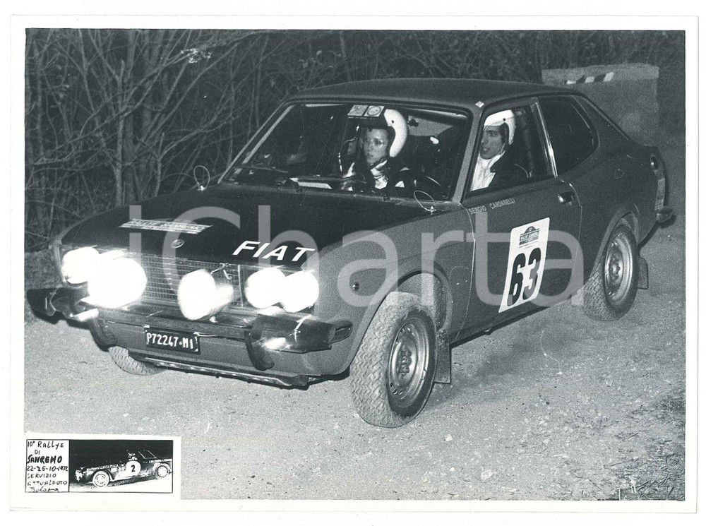 Fotografia d epoca originale 1972 SANREMO RALLY Fiat 128 CoupÃ© Simonetta DEL MAZZA Sergio CARDARELLI Foto 11 1