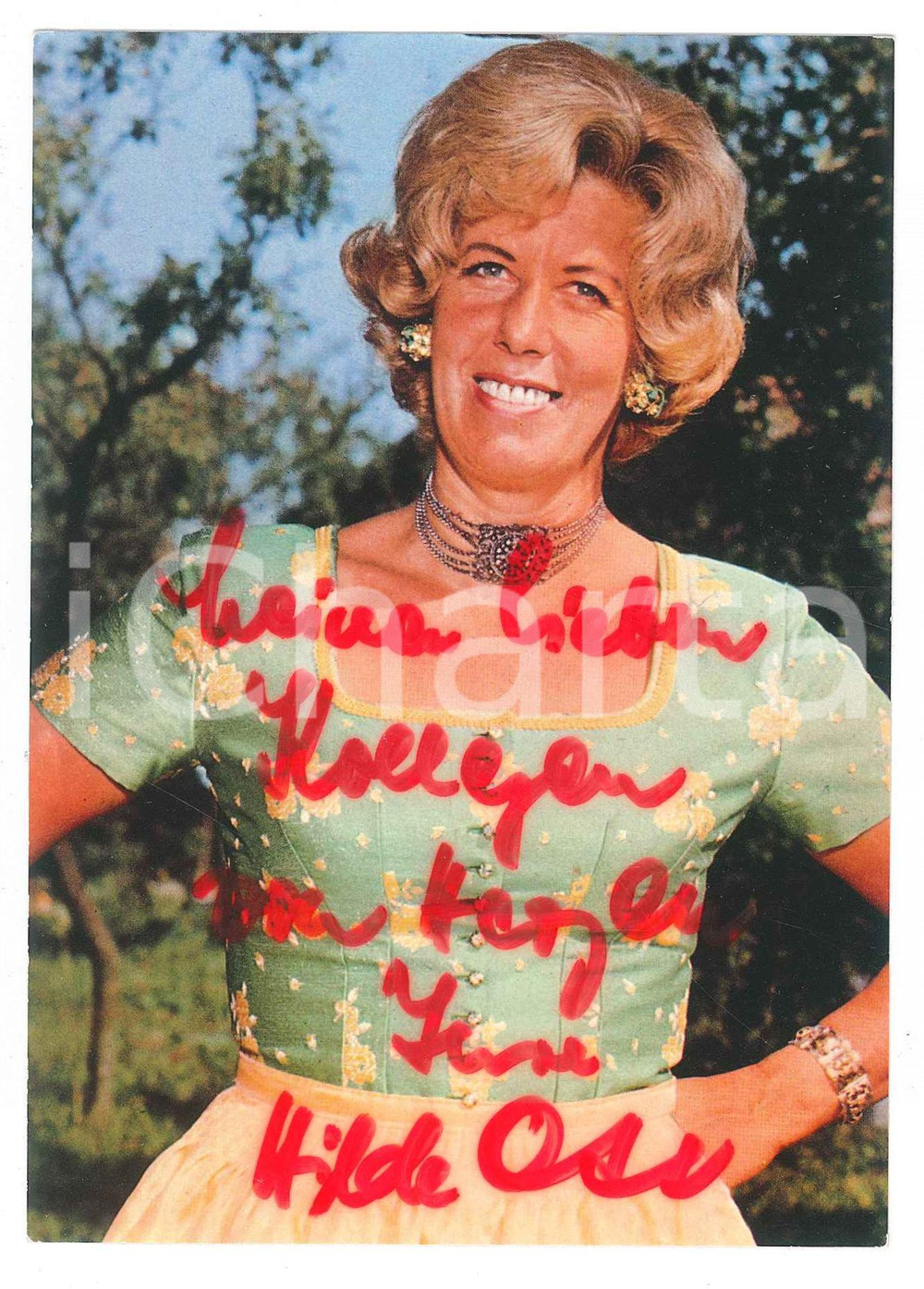 Autografo originale 1970 ca GERMANY  MUSIC  Hilde OTT  SIGNED Photo 10x15 cm ARIOLA 1