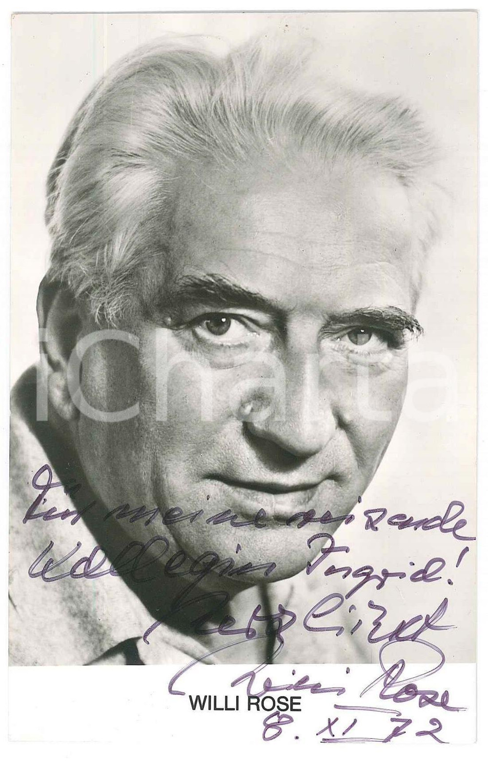 Autografo originale 1972 GERMANY  Willi ROSE actor  SIGNED photo 9x14 cm 1