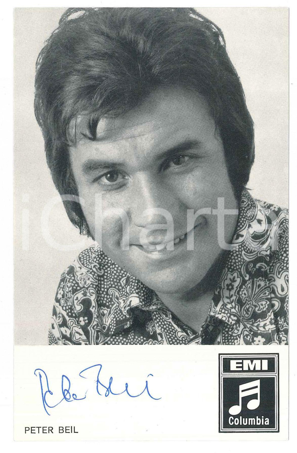 Autografo originale 1970 ca GERMANY  MUSIC  Peter BEIL  SIGNED Photo 9x14 cm EMI COLUMBIA 1