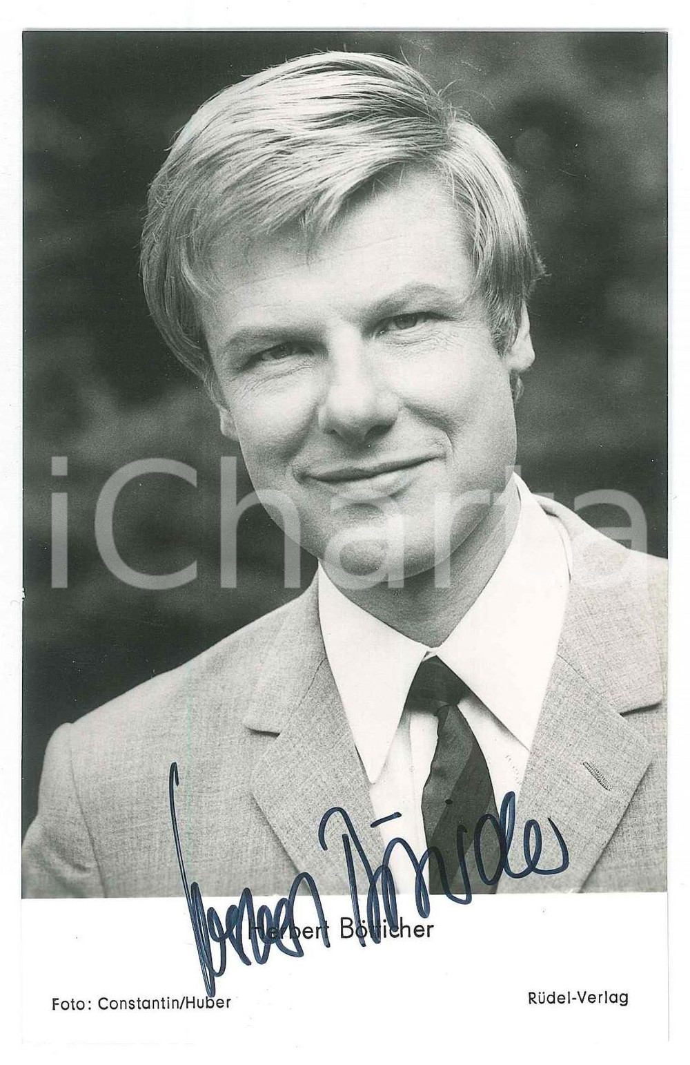 Autografo originale 1970 ca Herbert BOTTICHER actor  Portrait  SIGNED Photo 9x14 cm 1