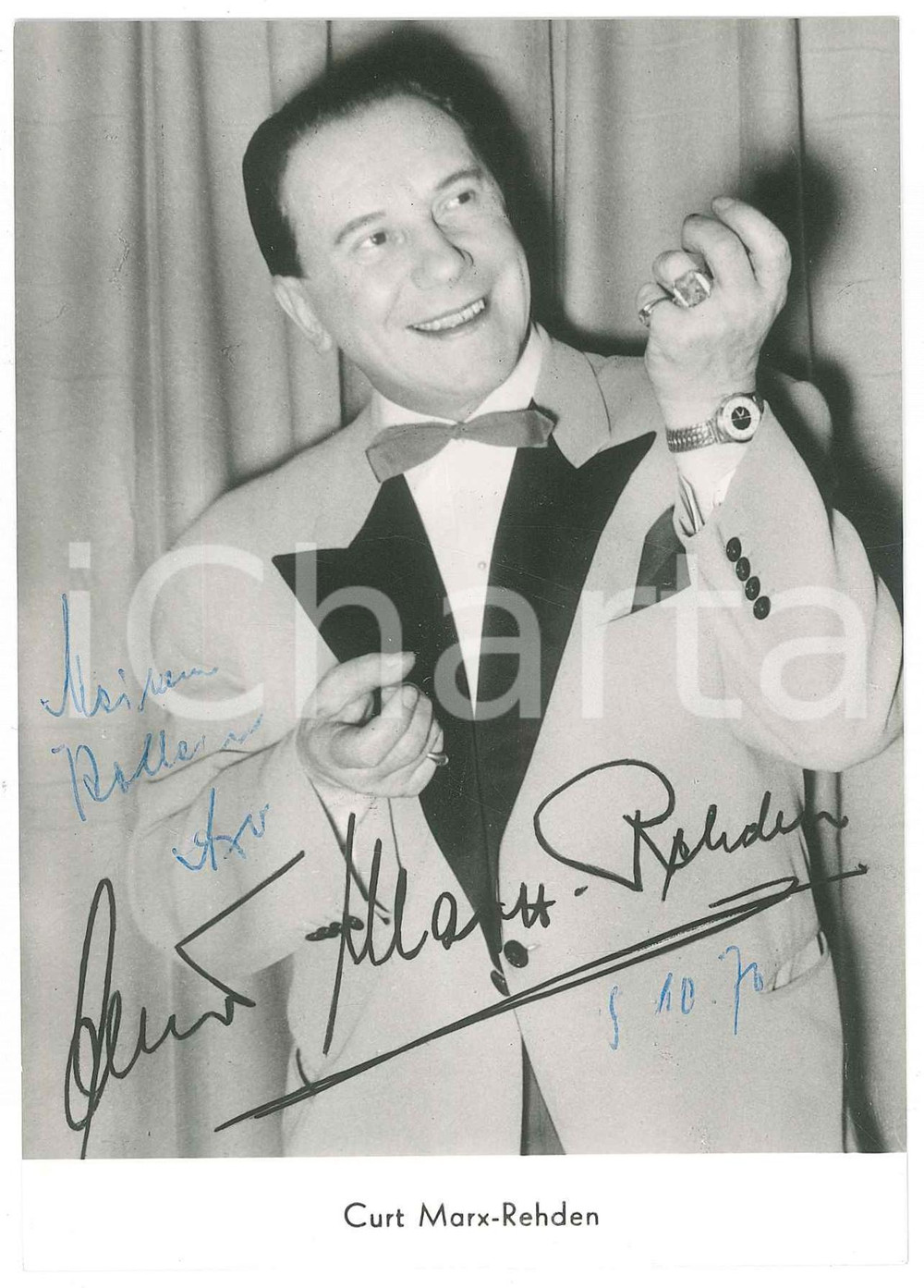 Autografo originale 1970 GERMANY VARIETY SHOW Curt MARXREHDEN  Portrait  SIGNED Photo 10x15 cm 1