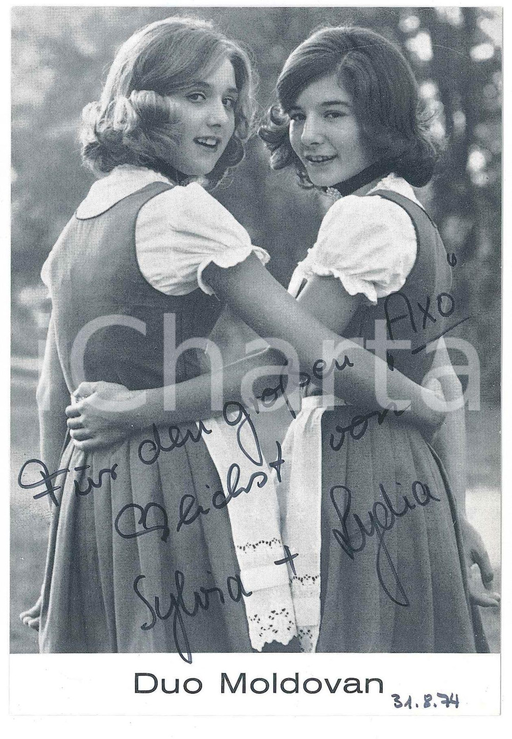 Autografo originale 1974 GERMANY  MUSIC  DUO MOLDOVAN LiechtensteinerPolka  SIGNED Photo 10x15 cm 1
