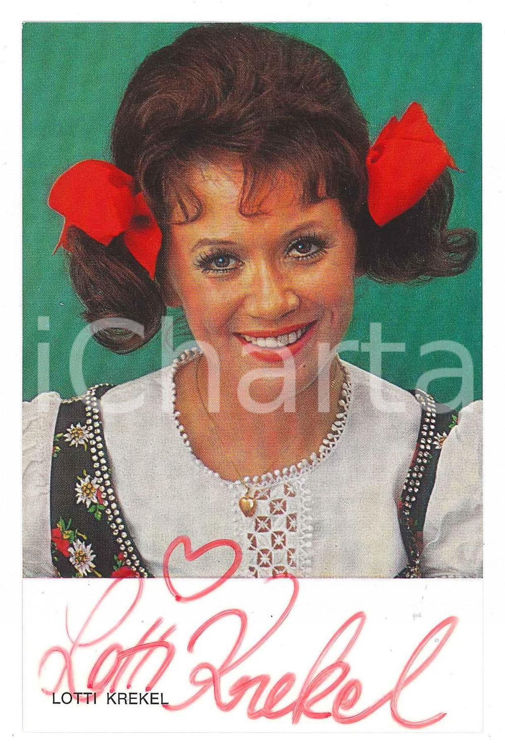 Autografo originale 1970 ca GERMANY  MUSIC  Lotti KREKEL  SIGNED Photo 9x14 cm EMI ELECTROLA 1