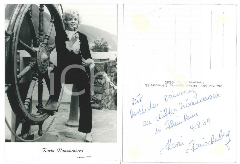 Autografo originale 1969 GERMANY  MUSIC  Karin RAUSCHENBERG  SIGNED Photo 10x15 cm 1