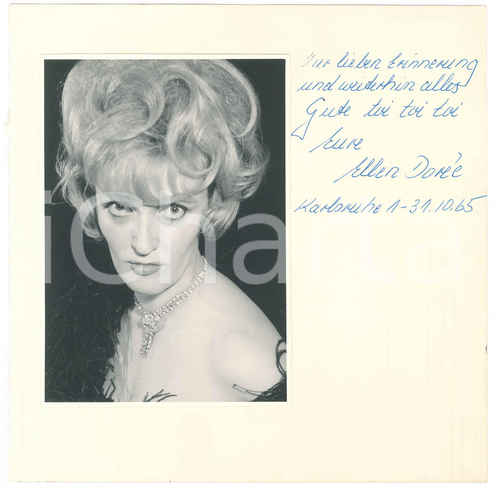 Autografo originale 1965 KARLSRUHE  THEATRE  Ellen DORÃ‰E  Autographed photo 1