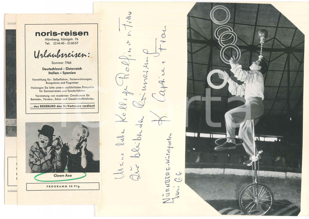Autografo originale 1966 NURNBERG  CABARET  CIRCUS  CAPRICE und Partnerin  Autographed photo 1