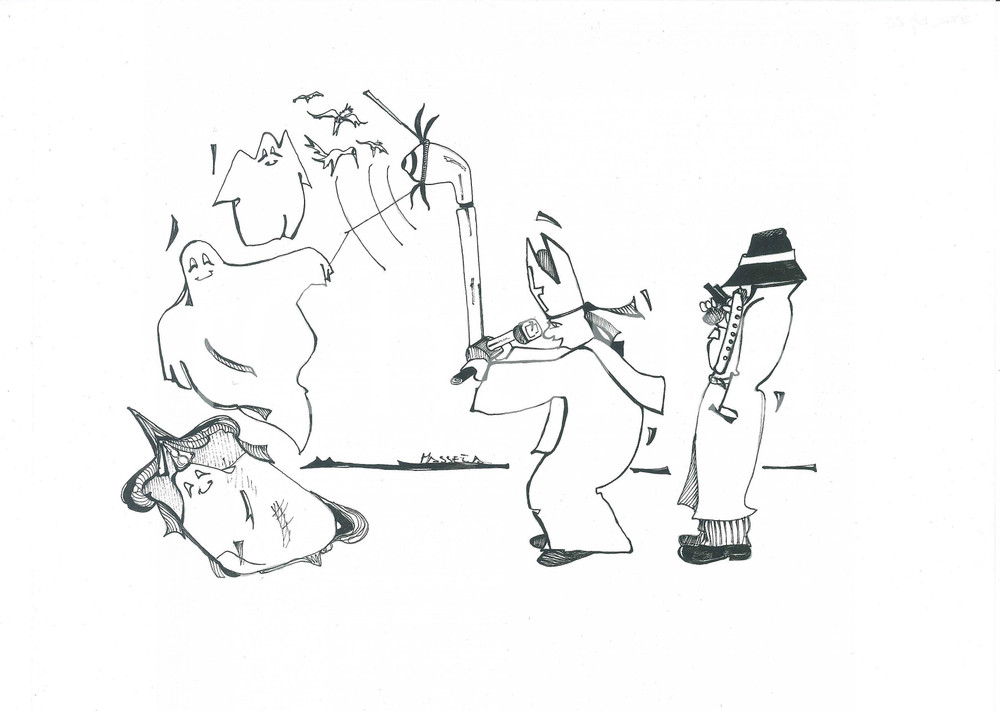 Opera d’arte autentica 1980 ca SATIRA ANTICLERICALE Illustratore MASSEVA Disegno originale 28x21 cm 3 1